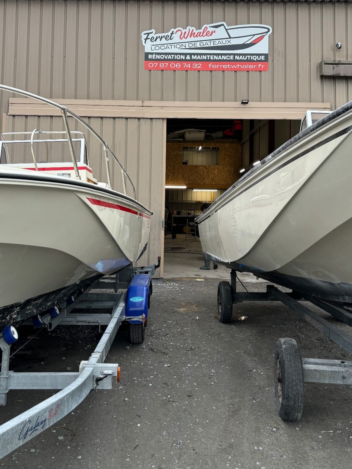 bateaux dans l'atelier de ferret whaler
